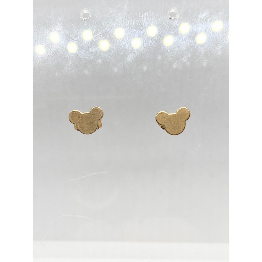 Yellow Gold Stainless Steel Mickey Mouse Silhouette Stud Earrings - Picture 2 of 9